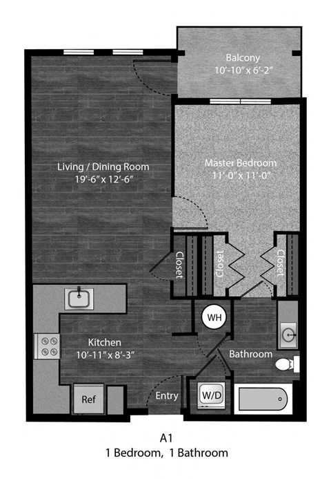 Patterson 1 Bedroom with dimensions